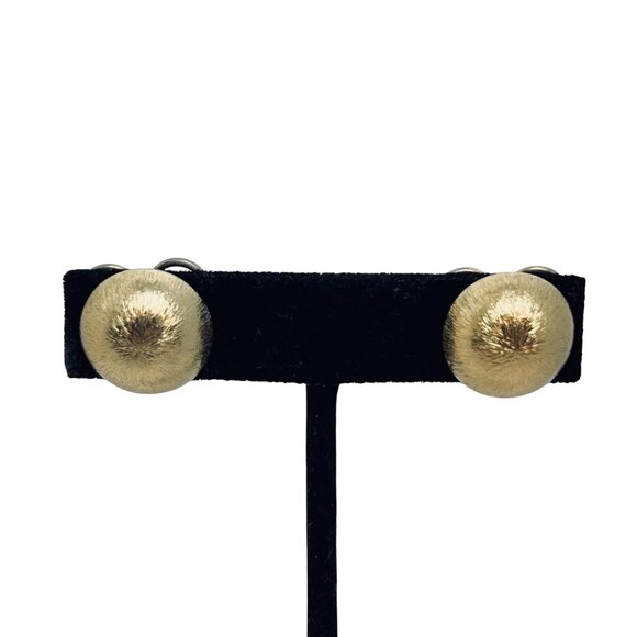 Napier Jewelry - Vintage Napier Gold Tone Clip On Button Earrings Classic Dome Design (5773)